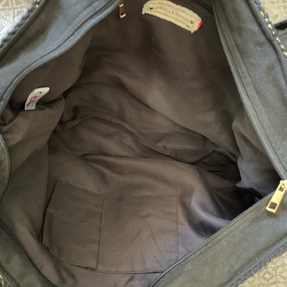 America & Beyond Luxe Love Tote- Hand Beaded Large Black Tote - Picture 9 of 12